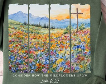 Consider The Wildflowers Christian PNG, Watercolor Aesthetic Christian png, Floral Christian png, Jesus png, Bible Verse png, Floral png