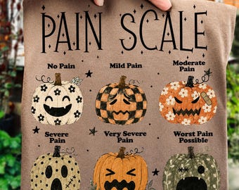 Halloween Nurse Pain Scale PNG, Boho Floral Pumpkin PNG, Funny Nurse Halloween Shirt, Medical Humor png, Halloween Pumpkin Sublimation