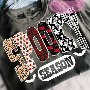 Halloween Spooky Season png, Leopard Checker Cherry Print, Preppy Halloween png, Spooky Halloween png, Halloween Fall Shirt png, Spooky png