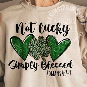 Imagen PNG de sublimación "Simplemente bendecida, sin suerte", "Trébol" (Png), "Sublimación de la suerte", "Camiseta de sublimación de San Patricio", "Diseños de sublimación", png