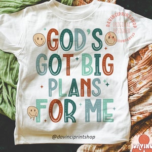 God&#39;s Got Big Plans Christian Kid PNG SVG Sublimation, Retro Kids Biblical Toddler, Bible verse svg, Christian Png For Boys, Svg files, png