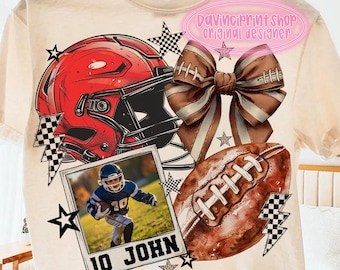 Fall Football Custom Photo Insert Png, Football Mom png, Coquette Football Png, Football Collage PNG, Game Day Sublimation, Custom Football