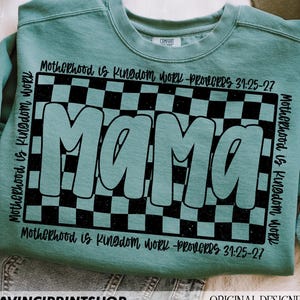 Christian Mom png, Retro Checkered Mama PNG, Motherhood is Kingdom Work png, Christian Mothers Day png,  Mama Shirt Design, Christian png