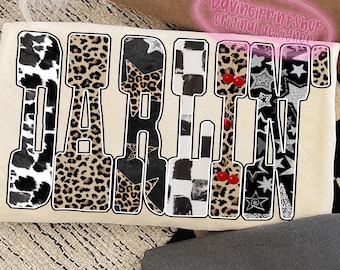 Western Country Cowgirl Darlin' png, Western Cowgirl png, Leopard Western png, Darlin' sublimation, Western Shirt png, Cowgirl png, Leopard