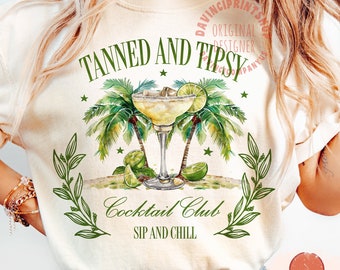 Tanned and Tipsy png, Summer png, Beach png, Retro Summer png, Summer Shirt Sublimation, Summer aesthetic, Sublimation Shirt design, png