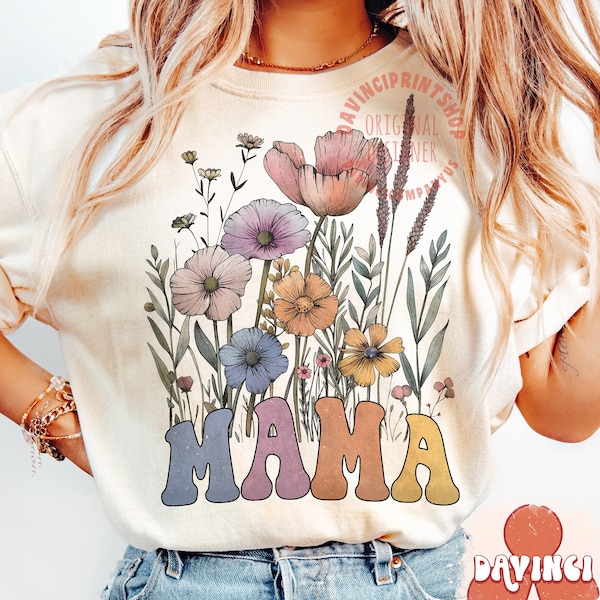 Fleurs sauvages maman sublimation PNG, motifs floraux Boho, PNG pour maman, fête des mères PNG, maman sublimation png, printemps png, téléchargement numérique