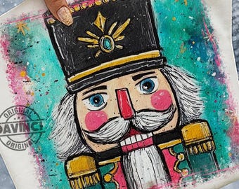Preppy Brushstroke Watercolor Nutcracker Png, Merry Christmas Png, Brushstroke Christmas png,  Y'all are Nuts Png, Colorful Christmas png