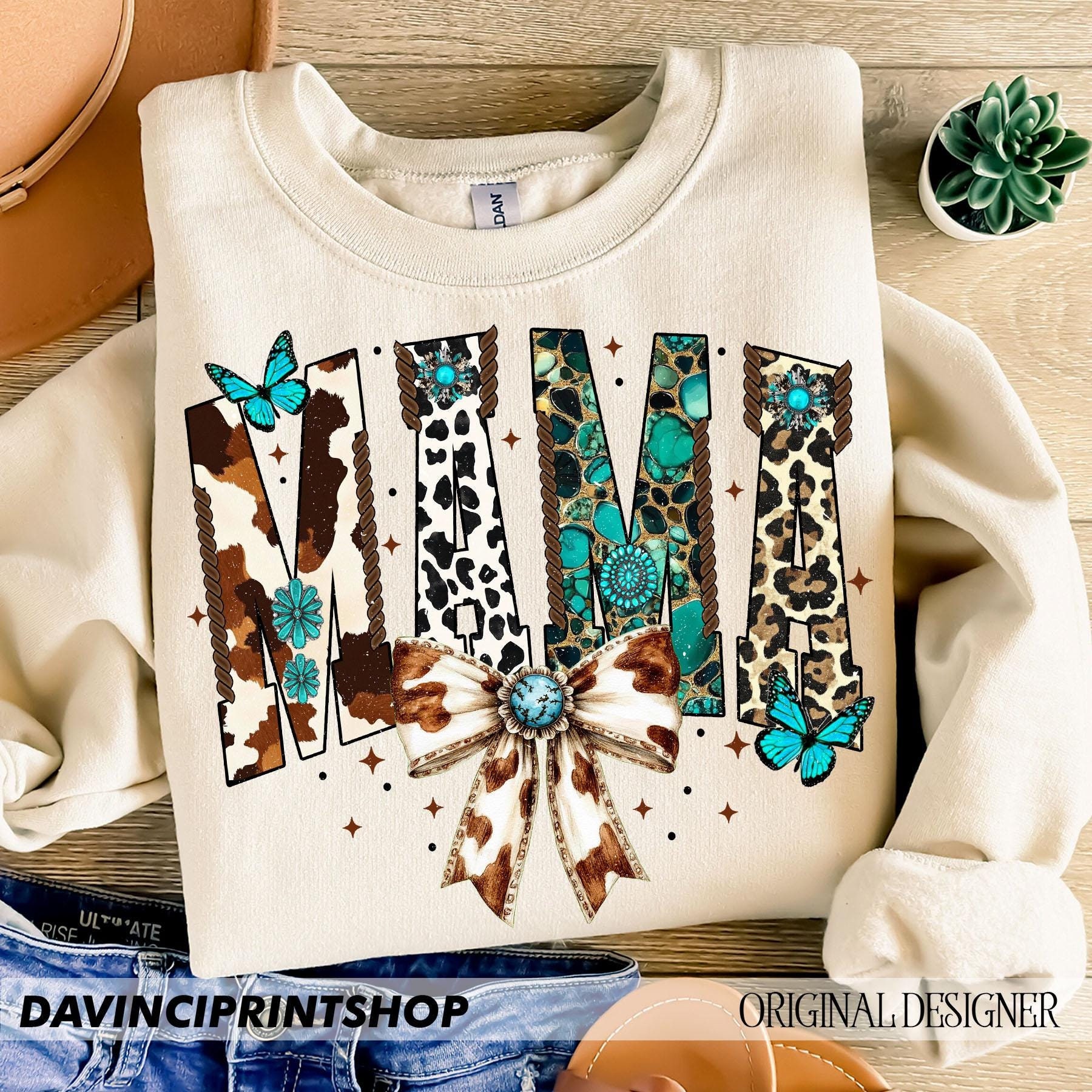 Western Mama Png, Turquoise Cowhide, Western Mama Design, Coquette Mama Png, Mama Cow Print, Howdy Western Png, Mothers Day png, Mama png
