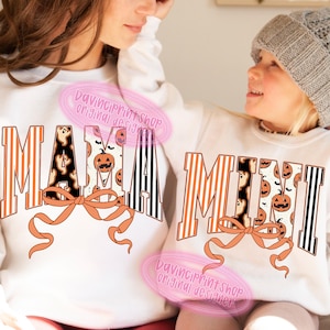 Coquette Halloween Mama Mini Shirt png, Spooky Mama png, Matching Halloween png, Family Halloween, Retro Halloween png, Mama png, Preppy png