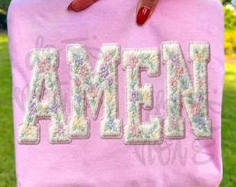 Rétro chrétien png, faux fil de Pâques png, loquet crochet fil Amen png, fausse broderie Pâques png, chrétien de Pâques png, floral chrétien png