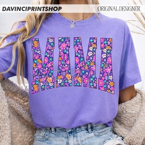 Floral Mama PNG, Spring Mama Shirt Design, Mother’s Day Sublimation, Colorful Flower Mama Graphic, Trendy Mom PNG Download image 2