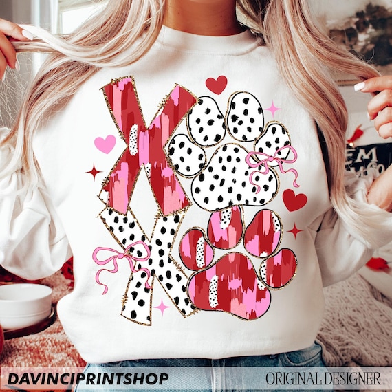 Brushstroke Paw Dog Valentine Coquette Png, Dog Valentines png, Dog Lover png, Valentines Day png, Xoxo png, Valentines png, Dog Paw png