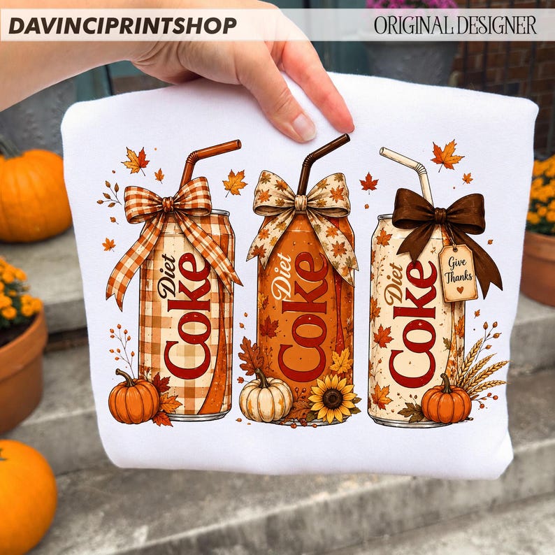 Fall Soda Lover PNG, Autumn Soft Drink Design, Cozy Fall Beverage PNG, Pumpkin Spice Autumn Sublimation, Cute Thanksgiving Shirt PNG image 2