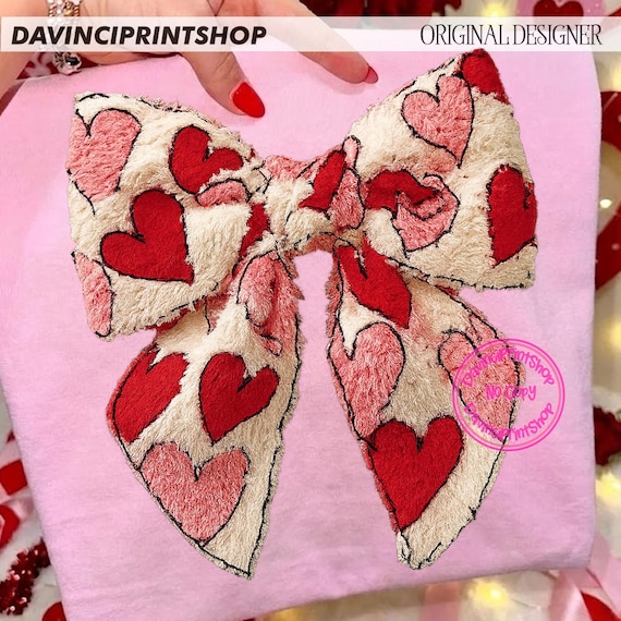 Faux Yarn Crochet Coquette Heart PNG, Preppy Yarn Valentine Clipart, Preppy Bow Valentine PNG, Valentine's Day PNG, Trendy Valentines png