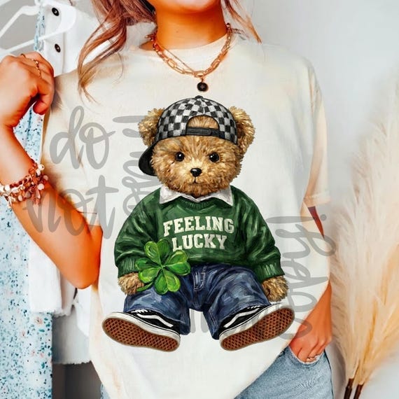 Feeling Lucky Teddy Bear St. Patrick's Day png, St Patricks Boy PNG, Lucky Shamrock png, St Paddy Boy PNG, Kids St patricks png, Irish png