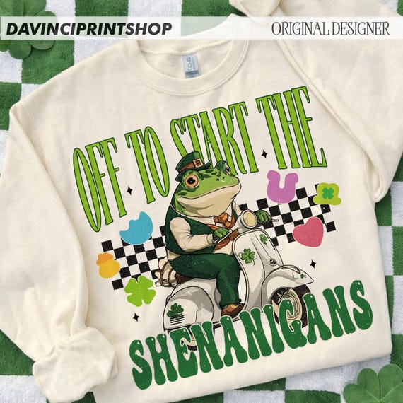 Off To Start The Shenanigans png -Digital Download, Funny St. Patricks Day png, Lucky Irish Party png, Holiday Vibes png, Retro St Patricks
