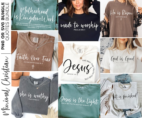 Minimal Christian Quote PNG SVG Bundle, Christian Sublimation, Aesthetic Bible Verse png, Christian Shirt Svg, Religious Svg, Jesus svg, png