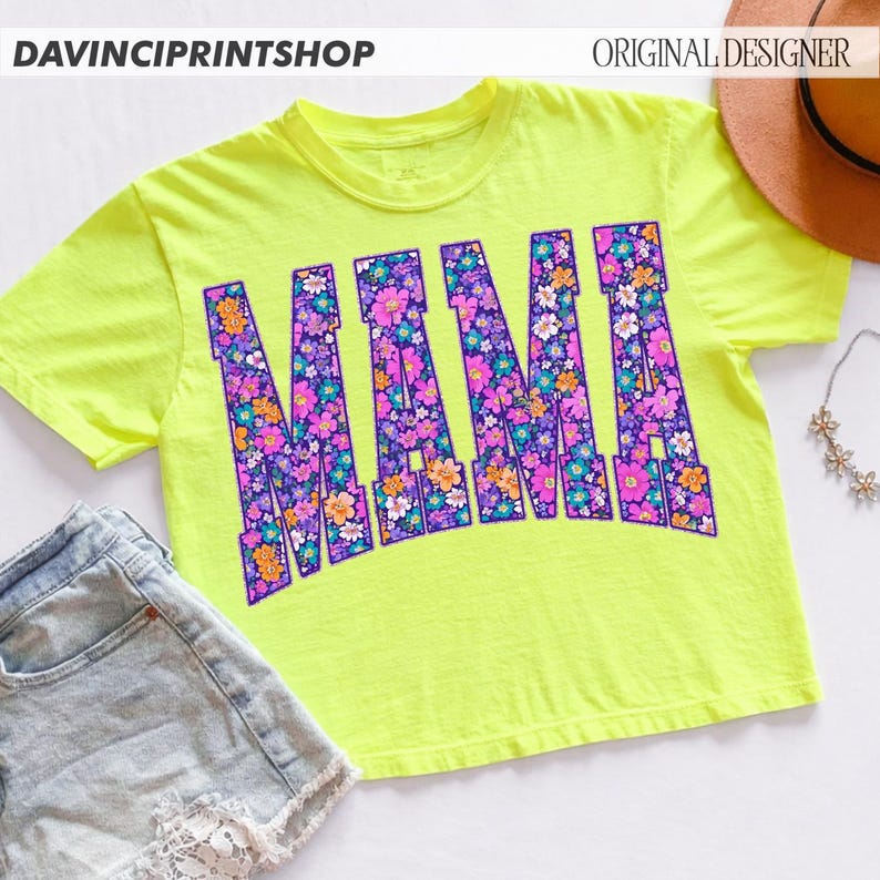 Floral Mama PNG, Spring Mama Shirt Design, Mother’s Day Sublimation, Colorful Flower Mama Graphic, Trendy Mom PNG Download image 4