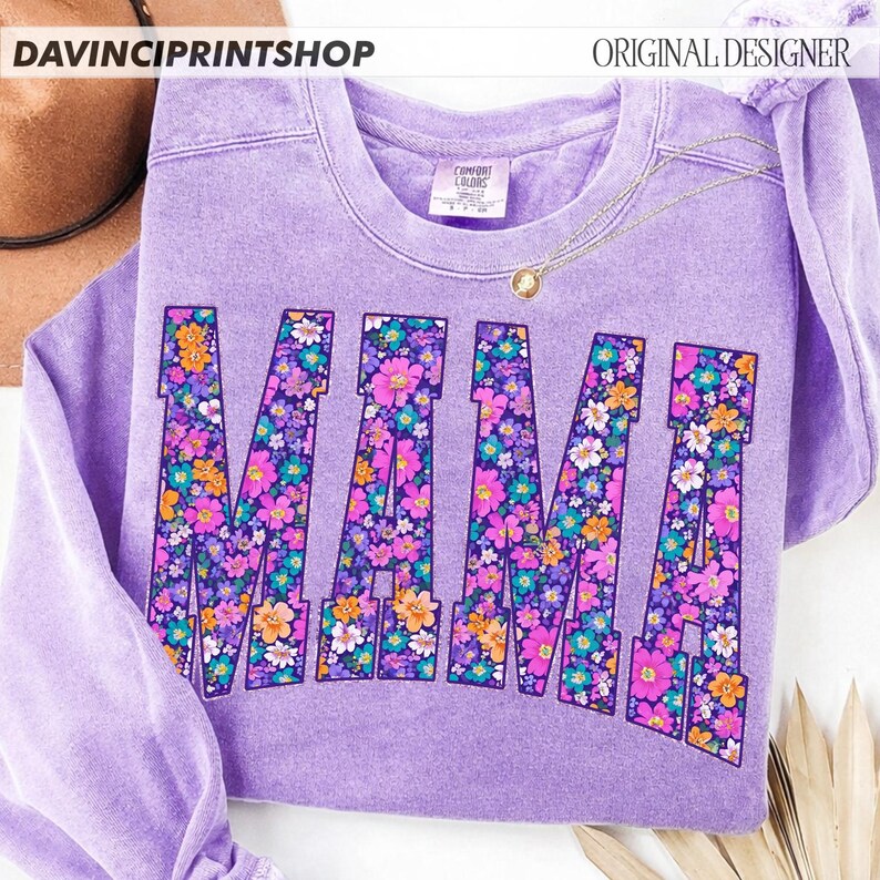 Floral Mama PNG, Spring Mama Shirt Design, Mother’s Day Sublimation, Colorful Flower Mama Graphic, Trendy Mom PNG Download image 6