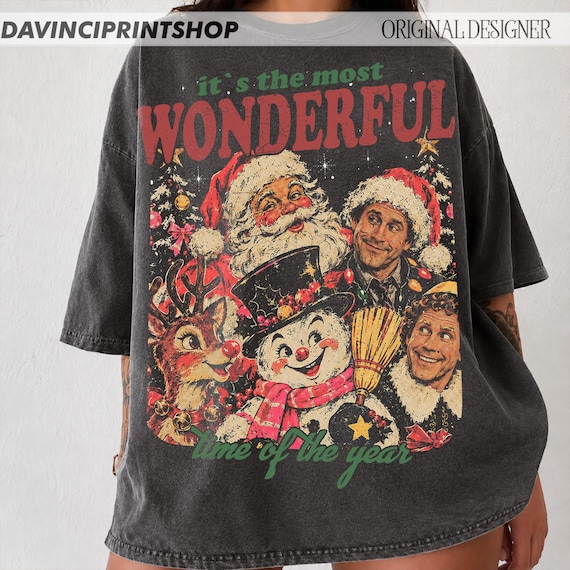Retro Christmas Character Collage PNG, Vintage Halftone Santa Snowman Reindeer, Nostalgic Holiday Shirt Design, Christmas Graphic