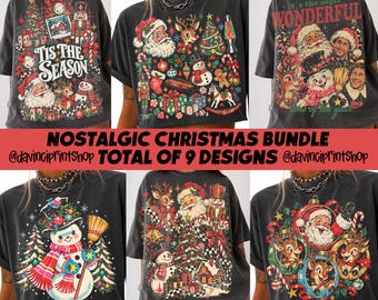 90s Vintage Christmas PNG Bundle, Nostalgic Christmas PNG , Retro Santa Reindeer Snowman PNG, Christmas Sublimation Bundle, Retro Holiday