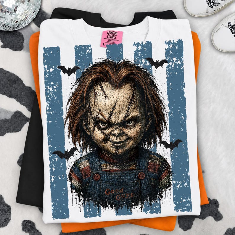 Preppy Horror PNG Bundle, Retro Halloween Characters, Colorful Stripe Sublimation Designs, Spooky Season Shirt PNG, Cute Girly Halloween Png image 7