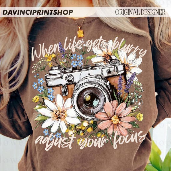 Retro Camera & Wildflowers PNG, Spring Wildflowers png, Boho Shirt png, Inspirational PNG, Motivational Png, Mental Health Png, Floral png