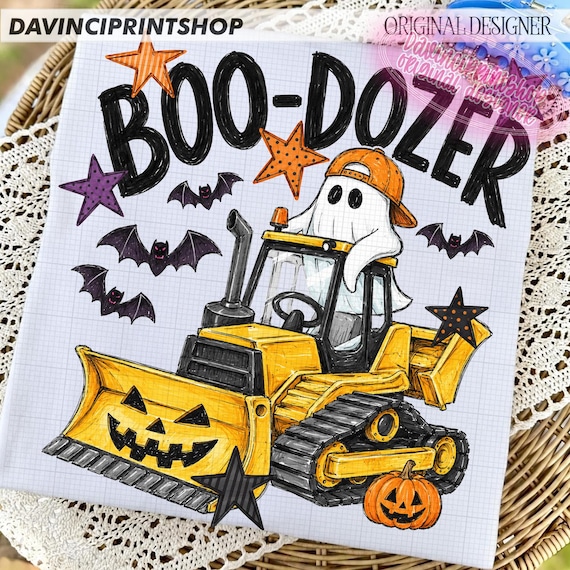 Boo Dozer PNG, Ghost Bulldozer Halloween Shirt Design, Construction Halloween PNG, Preppy Spooky Season Sublimation, Digital Download