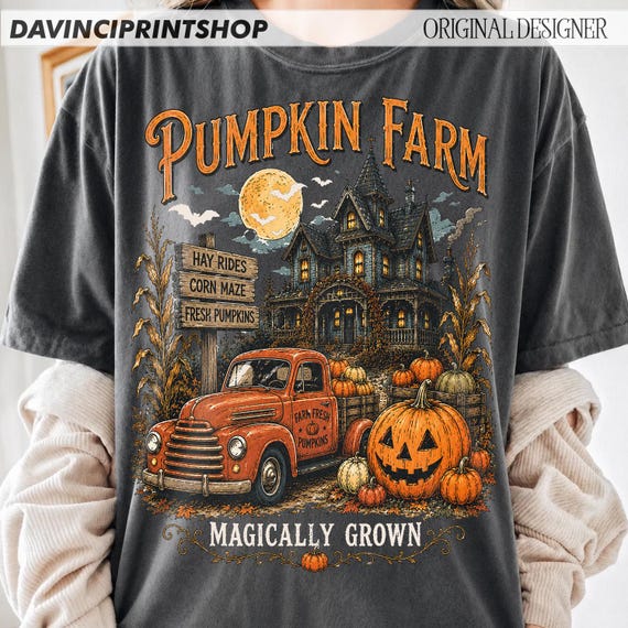 Pumpkin Farm PNG, Haunted House PNG, Vintage Pumpkin Truck, Halloween Pumpkin Patch, Magically Grown, Rustic Fall Png, Farmhouse Halloween