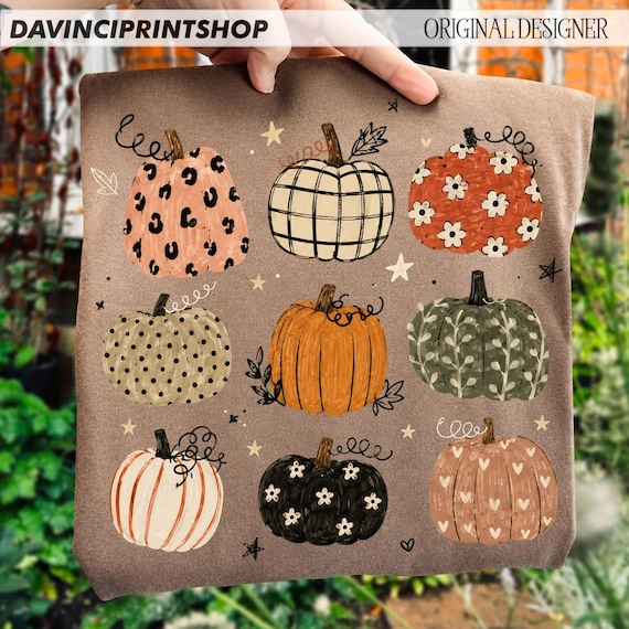 Boho Pumpkin PNG, Preppy Fall Pumpkin Sublimation, Cute Pattern Pumpkin Design, Coquette Autumn Shirt PNG, Trendy Thanksgiving Png