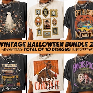 Vintage Halloween PNG Bundle, Retro Spooky Season PNG, Ghost Pumpkin Fall Shirt Design, Western Halloween, Floral Ghost, Horror Bundle Png
