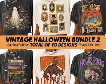 Vintage Halloween PNG Bundle, Retro Spooky Season PNG, Ghost Pumpkin Fall Shirt Design, Western Halloween, Floral Ghost, Horror Bundle Png
