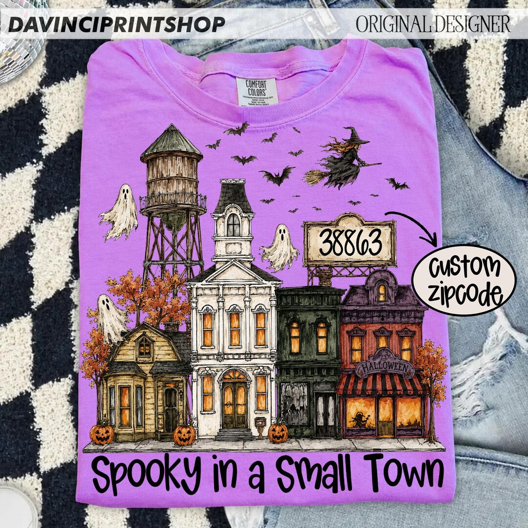 Custom Zip Code Halloween Town PNG, Personalized Small Town Sublimation ...