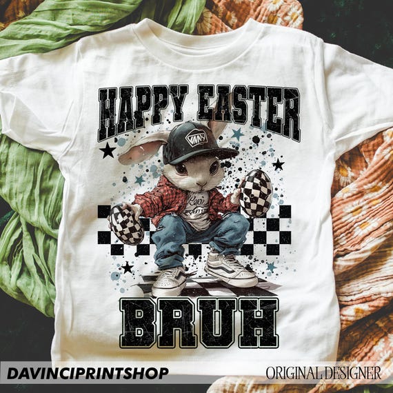 Checkered Happy Easter Bruh png, Happy Easter png, Retro Easter png, Kids Easter png, Boy Easter png, Toddler Easter png, Png Sublimation