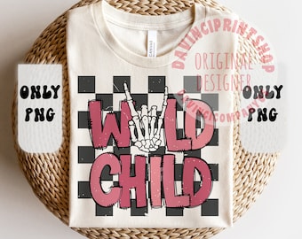 Wild Child Checkered Sublimation File, Toddler Png Design, Shirt for Kids, Retro Design Sublimation, Kids Sublimation, Girl Sublimation, png