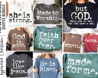 Typewriter Christian Quote PNG SVG Bundle, Christian Sublimation, Typography Bible Verse, Christian Shirt Svg, Faith svg, Jesus svg, Cricut