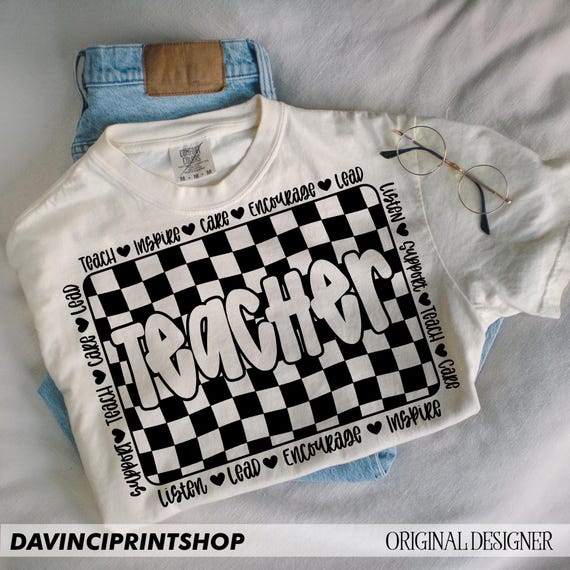 Retro Teacher PNG, Checkered Teacher Sublimation, Teacher png, Teacher Appreciation Gifts PNG, Teacher Life Png, Preppy Teacher png, Retro