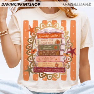 Alle gebucht für den Herbst PNG, Adrettes Buch-Liebhaber-Design, Gemütliche Herbstlesung, Kürbis-Gewürz-Wildblumen, Herbst-Sublimations-Shirt PNG Bild 3