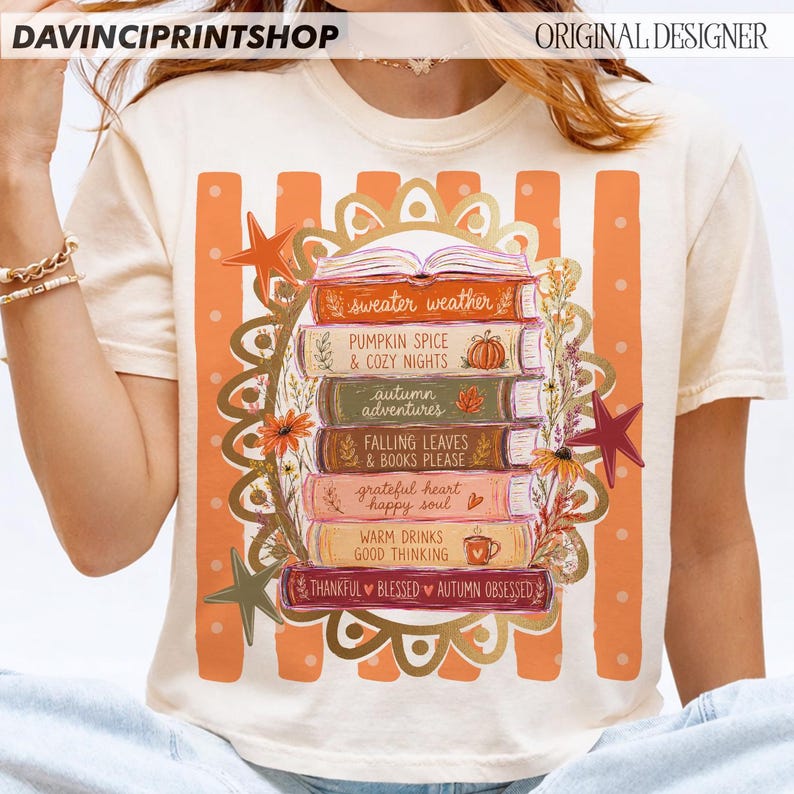 Alle gebucht für den Herbst PNG, Adrettes Buch-Liebhaber-Design, Gemütliche Herbstlesung, Kürbis-Gewürz-Wildblumen, Herbst-Sublimations-Shirt PNG Bild 3