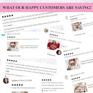 Puede incluir: Capturas de pantalla de rese&ntilde;as de clientes para una tienda de dise&ntilde;o digital. Las rese&ntilde;as son positivas y destacan el tiempo de respuesta r&aacute;pido, la calidad de los dise&ntilde;os y la excelente atenci&oacute;n al cliente. Las rese&ntilde;as incluyen texto, calificaciones de estrellas e im&aacute;genes de los dise&ntilde;os.