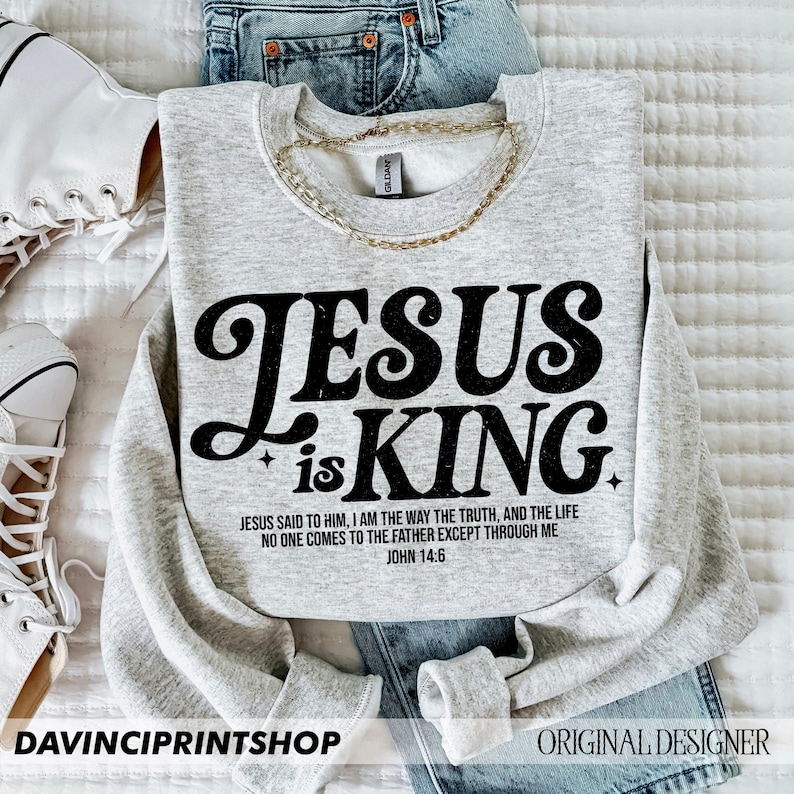 Jesus ist König Glaubensbasierte PNG, Christliche PNG, Ästhetische Christliche Png, Religiöse Schrift Bibel Vers Png, Christliche Sublimation PNG, Jesus Bild 2