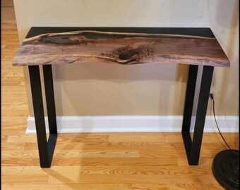 Black Walnut / Black Epoxy - Live Edge River Entry Table