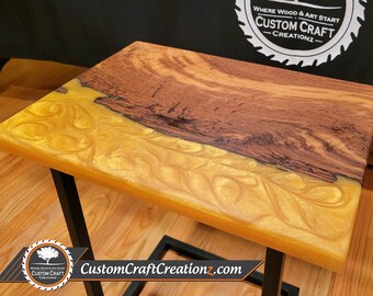 MEDIUM: Oak / Taba Gold Epoxy Serving Board / charcuterie board