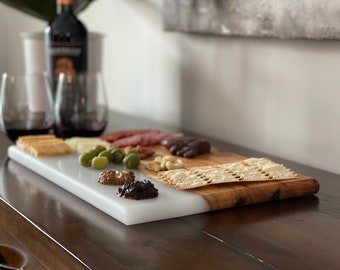 STANDARD : planche de service en hickory / époxy blanc massif