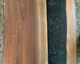 MEDIUM: Black Walnut / Sumi Swirl Black Epoxy Serving Board