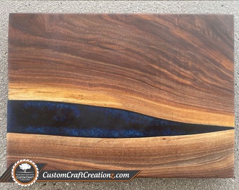 MEDIUM: Black Walnut / Nokon Blue Epoxy Serving Board
