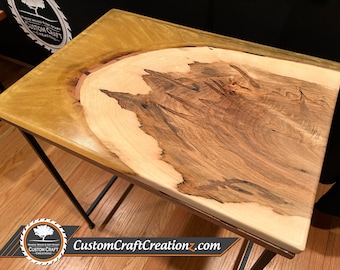 LARGE CUSTOM: Ambrosia Maple Wood / Taba Gold Pour Epoxy Serving Board