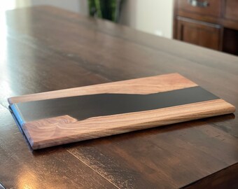 MEDIUM: Elm / Solid Black Epoxy Serving Board