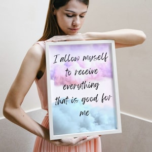 Ich erlaube mir, alles zu empfangen, was gut für mich ist Wandkunst, Wandkunst, Wanddekor, Girl Power Print, Bad Girl Motivation, Vanity Decor