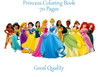 Princess Coloring Pages-70 Page Coloring Book With Cover